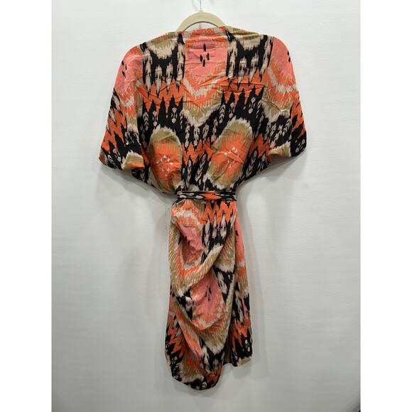 AllSaints Spitalfields Asymmetrical Dress Printed Silk Cowl Neck Multicolor Sz 6 - Picture 6 of 10